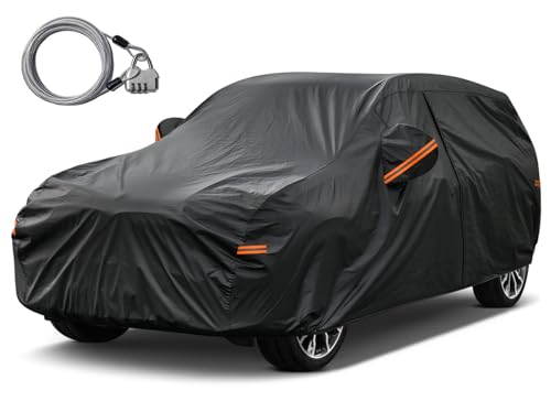 Kayme SUV Car Cover Waterproof All Weather with Lock and Zipper, Outdoor Sun Uv Rain Protection, Fit SUV Jeep (182 to 190 Inch) H5/Black - color: Black, size: H5 Fit SUV Jeep, Length (180 to 190 Inch)
