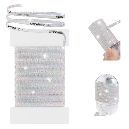 10-Yard Rhinestone Ribbon Self Adhesive Crystal Rhinestones, 2-Rows Bedazzling Strips, 10-Yard Rhinestone Strips for DIY Craft, Rhinestones for Crafting, Home Decor, White AB - color: White AB - 10-Yard - 2-Rows