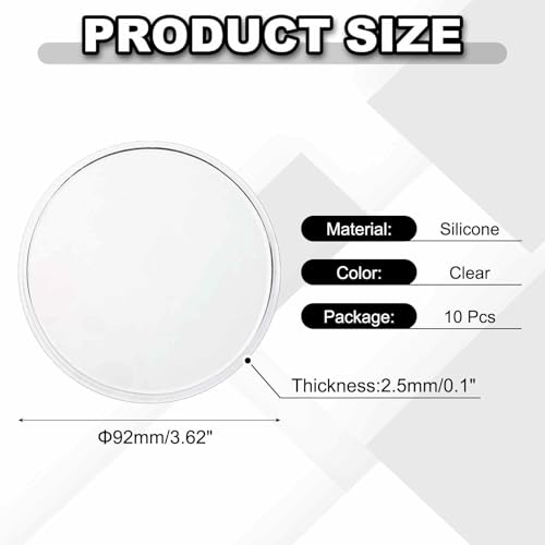 10 Pcs Round Anti-Slip Mat, 3.62" Diameter Phone Grip Pad Non-Slip Silicone Mat Anti-Skid Holder for Phone Keys Sunglasses Electronic Devices, Clear - color: Clear, size: 3.62"