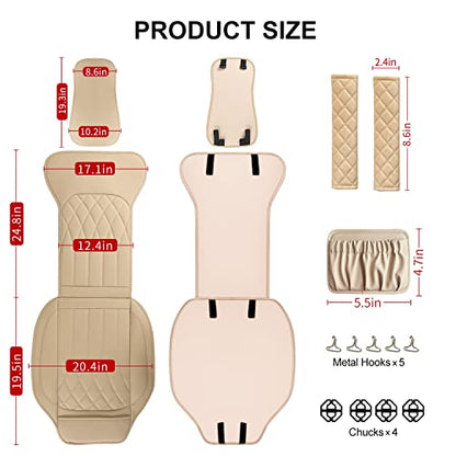 2 Pack Leather Front Car Seat Covers, Universal Sideless Car Seat Protectors with Storage Pocket and Seat Belt Pads, Waterproof Automotive Seat Cover for Cars Trucks SUV(Yellow Beige) - color: front pair yellow beige
