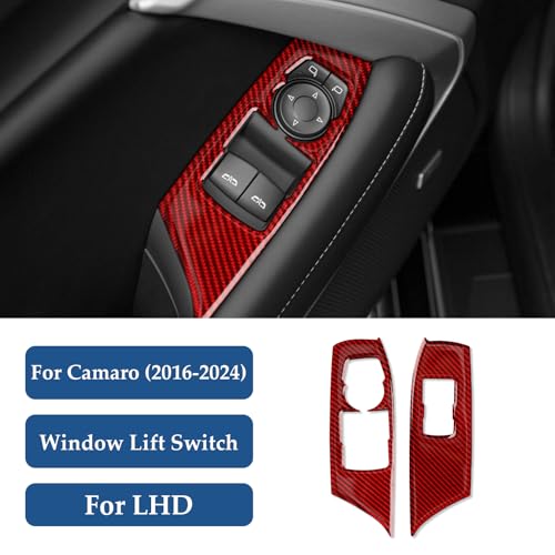 Car Window Lift Switch Panel Sticker Carbon Fiber Decal Interior Trim Cover for Chevrolet Camaro ZL1 2016 2017 2018 2019 2020 2021 2022 2023 Accessories - color: Window Lift Switch Panel