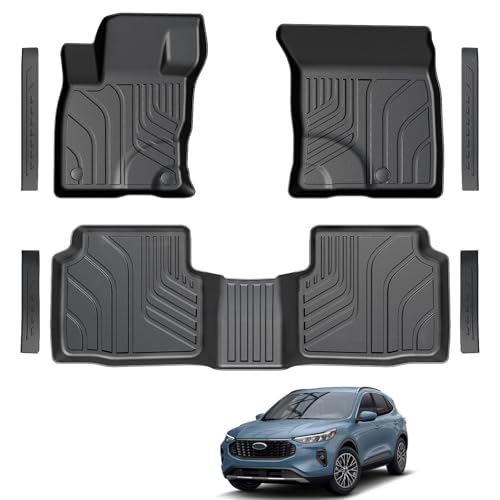 Floor Mats for Ford Escape 2026 2025 2024 2023 2022 2021 2020 (NOT for Hybrid), TPE All Weather Durable Floor Liners Door Sill Guards for Ford Escape Accessories - size: 2020-2026 | For Ford Escape
