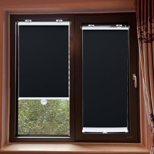 No Drilling Retractable Roller Window Shades (2 Pack), Suction Cups Window Shade Removable Blackout Window Cover Easy to Install for Living Room Bedroom Car Window Office Bathroom (15.7"x49") - size: 15.7"x49"