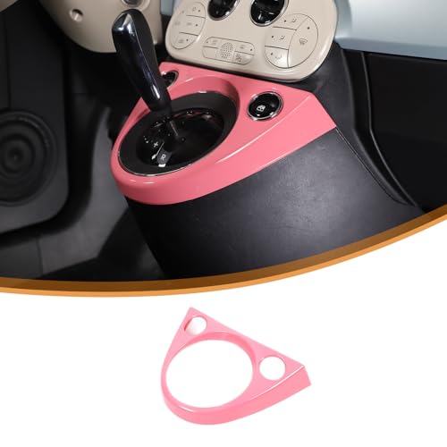 Gear Shift Frame Cover Trim Compatible with Fiat 500 2011-2023 ABS Control Gear Box Shift Knob Panel Frame Cover Sticker Decorative Accessories (Pink) - color: Pink