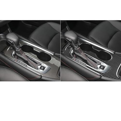 Black Carbon Fiber Compatible with Chevrolet/Chevy Malibu 2016 2017 2018 2019 2020 2021 2022 2023 2024 2025 Accessories Car Gear Frame Cover Gear Shift Box Cover Interior Trim Decal -A - color: Gear Shift Panel -a