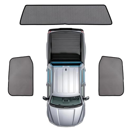 3PCS Rear Window Sun Shade for 2015-2020 F150, Custom Fit Side & Rear Mesh Window Covers, UV Protection Heat Reduction, Privacy & Clear Rear View, Easy Clip-On - size: F150 215–2020 | 3PCS – Rear Side + Windshield