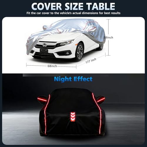 Car Cover Waterproof All Weather for Honda Civic 1991-2024,All-Around Fastening and 4 Upgrades, 30s Quick-Install for Car Cover - size: 4 (for Honda Civic）