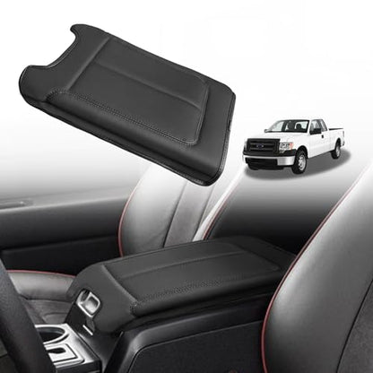 Muslogy Center Console Armrest Cover Fit for Ford F-150 F150 2009-2014 Accessories, Comfort Armrest Pad Console Lid Cushion Vegan Leather Regular Thick(Bucket Seat ONLY) - size: 2) 09-14 |F150| Bucket Seat, Regular