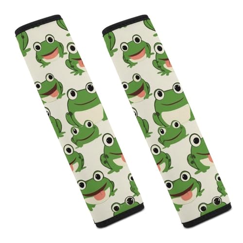 Comfortable Cushion Pad Car Shoulder Strap Harness Pad, Cute Frog 2PCS Car Belt Covers - color: Color357