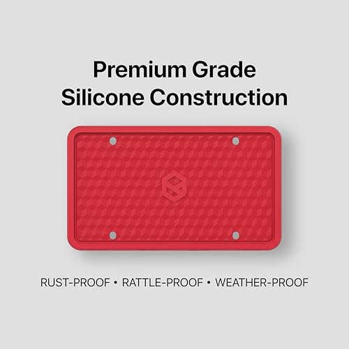 Rightcar Solutions Car Plate Frame, Silicone License Plate Frame, Rust-Proof Rattle-Proof Weather-Proof License Plate Holder for Front or Rear, Red, 1 Pack - color: Red
