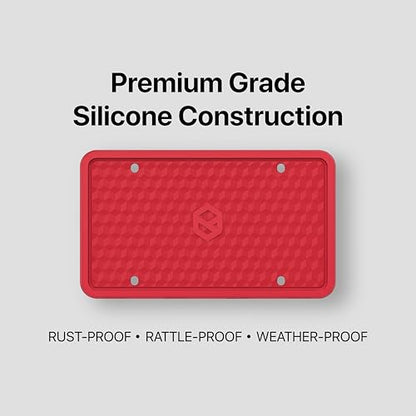 Rightcar Solutions Car Plate Frame, Silicone License Plate Frame, Rust-Proof Rattle-Proof Weather-Proof License Plate Holder for Front or Rear, Red, 1 Pack - color: Red