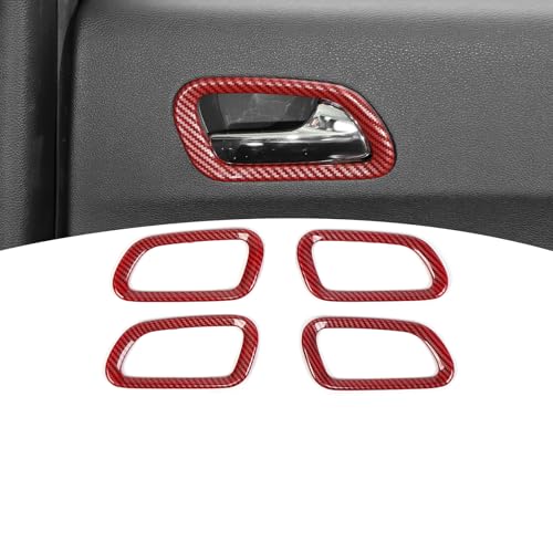 for Durango Inner Door Handle Trim Cover for Dodge Durango 2011-Present Red Carbon Fiber Interior Accessories 4pcs - color: Red