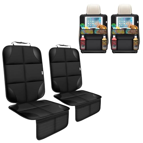 Meolsaek Kick Mats Back Seat Protector, Waterproof Oxford Seat Back Protector, Car Seat Back Protector for Kids, Back of Seat Protector for Kids Feet Car Seat (Black D -2 Set) - color: Black D -2 set