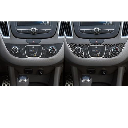Black Carbon Fiber Compatible with Chevy/Chevrolet Malibu 2016-2025 2017 2018 2019 2020 2021 2022 2023 2024 Accessories Car Dash Climate Panel Cover Interior Trim Sticker Decal -B - color: Central Control Frame -B