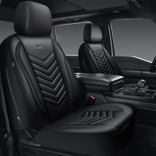 CAR PASS 3D Foam Faux Leather Car Seat Covers Front Seats,Waterproof Leather Front Seat Cover for Cars,Luxury Universal Fit for SUV Truck Sedan Automotive, Armrest Airbag Compatible Anti-Slip, Black - color: Black, size: Two Front