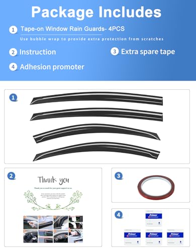 6-PCS Extra-Thick Rain Guards Fit for 2019-2026 Nissan Altima Extra Durable Tape-on Window Rain Guard Window Deflectors Vent Shades Window Visor Vent Visors Exterior - size: Fit for 2019-2026 Nissan Altima
