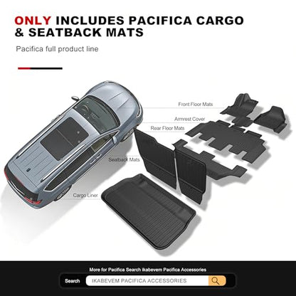 Cargo Mat Fit for 2017-2026 Chrysler Pacifica (Fit Fuel & Hybrid) - All Weather TPE Custom Fit Trunk Mat for Chrysler Pacifica Seatback Mats(Cargo Liner + Backrest Mat) - size: Cargo Liner & Backrest Mat