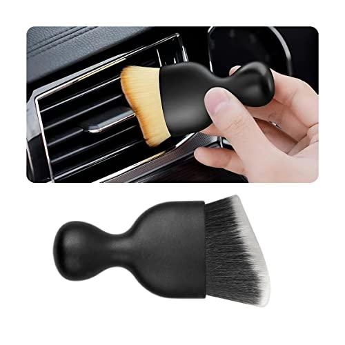 Blilo Car Interior Detailing Brush, Auto Soft Hair Cleaning Brushes, Curved Dirt Dust Collectors, Removal Tool for Dashboard Air Conditioner Vents Leather, Scratch Free (Black/White/1PCS) - color: Black/White, size: 1PCS