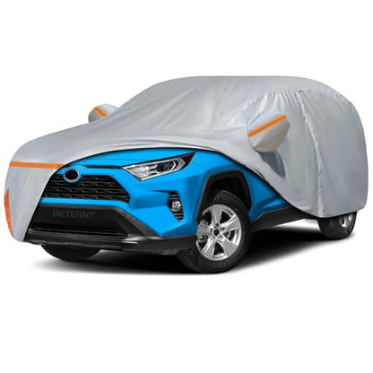 Car Cover for 2005-2026 Toyota RAV4, Waterproof Custom-fit All Weather Sun Rain UV Dust Snow Protection Windproof Outdoor RAV4 SUV Car Cover with Door Zipper and Cotton Lining-Gray - size: RAV4 Cover