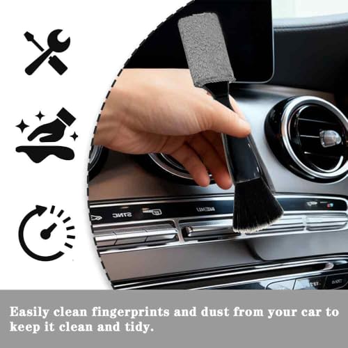 Double-Headed Car Cleaning Brush, Car Detailing Brush, Durable, Easy to Store Without damaging Interior Surfaces; Suitable for Cleaning dashboards (2PCSBlack) - color: 2PCS Black