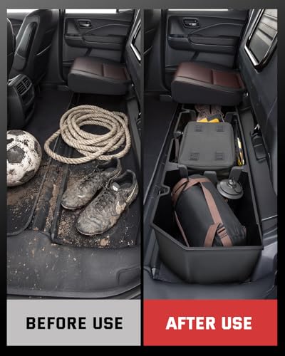 Under Seat Storage for Honda Ridgeline: 2006-2026 Crew Cab, Truck Second-Row Underseat In-Cabin Storage Bin for Ridgeline, Car Accessories Rear Under-Seat Organizer Tool Box for Ridgeline(w/ Mesh Net)