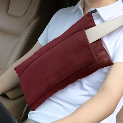 Super Soft Seatbelt Pillow, Seat Belt Pillow for Mastectomy Post-Surgery, Seat Belt Cushion for Heart Surgery Recovery, Hysterectomy Abdominal Incision Recovery Seatbelt (Wine, Large) - color: Wine