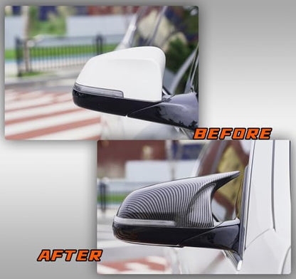 Mirror Caps for F10 - Durable Quality Carbon Fiber Look, Mirror Covers Compatible with F10 F11 F18 5-Series 2014-2018 - Upgrade Your Ride Now - size: Carbon Fiber Look