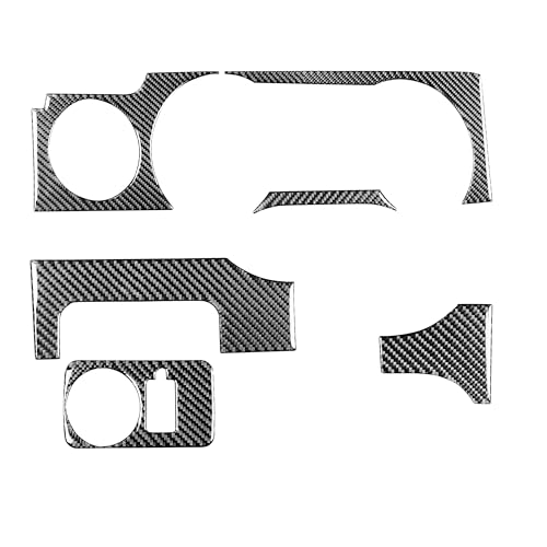 Real Carbon Fiber Car Instrument Cluster Panel Central Console Cover Trim Stickers Compatible with Ford Mustang GT Shelby 2005 2006 2007 2008 2009 6PCS - color: Console Kit-black