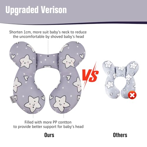 KAKIBLIN Baby Neck Pillow,Upgraded Baby Support Pillow, Head Pillow,Travel Pillow for Car Seat, Stroller, Pushchair,Travel (Star) - color: Star