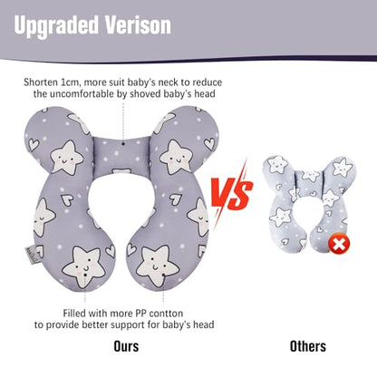 KAKIBLIN Baby Neck Pillow,Upgraded Baby Support Pillow, Head Pillow,Travel Pillow for Car Seat, Stroller, Pushchair,Travel (Star) - color: Star
