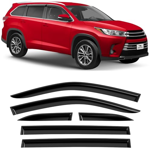 Voron Glass Tape-on Extra Durable Rain Guards for Toyota Highlander 2014-2019, Window Deflectors, Vent Window Visors, 6 Pieces - 100474 - color: For Highlander 14-19 6pcs