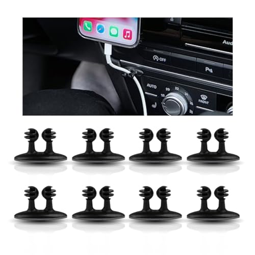 8PCS Car Cable Clips USB Cable Line Clip Holder for Car, Durable Strong Adhesive Cord Cable Holder Wire Organizer, Cord Organizer Cable Management Wire Holders for Cords (8) - color: 8PCS