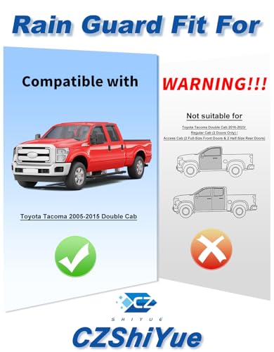 Tape-on Rain Guards Fit for Toyota Tacoma 2005-2015 Double Cab Extra-Thick Window Rain Guard Window Deflectors Window Vent Visors Truck Vent Shades Exterior Car Accessories-4PCS - size: Fit for 2005-2015 Toyota Tacoma Double Cab
