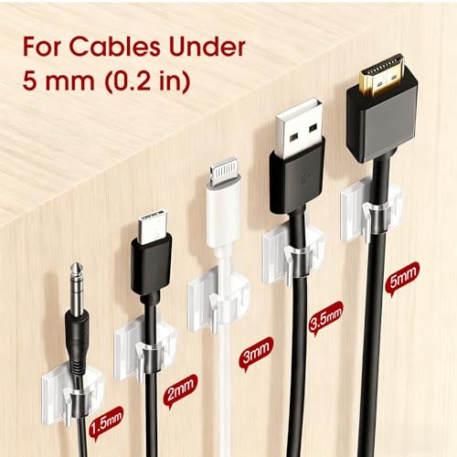 Latoxcaa 120PCS Heavy-Duty Adhesive Cable Clips, Clear Traceless Cord Organizer & Wire Holders for Wall, Desk, Car, LED Strips and Outdoor Lights (Small) - size: 120 small