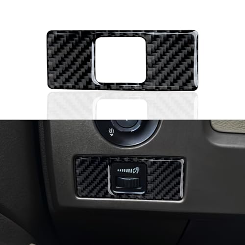 Car Carbon Fiber Dash Headlight Switch Panel Interior Trim Cover Decal Accessories for Ford F150 Raptor 2009 2010 2011 2012 2013 2014 （Style D - color: Headlight Switch Panel, D