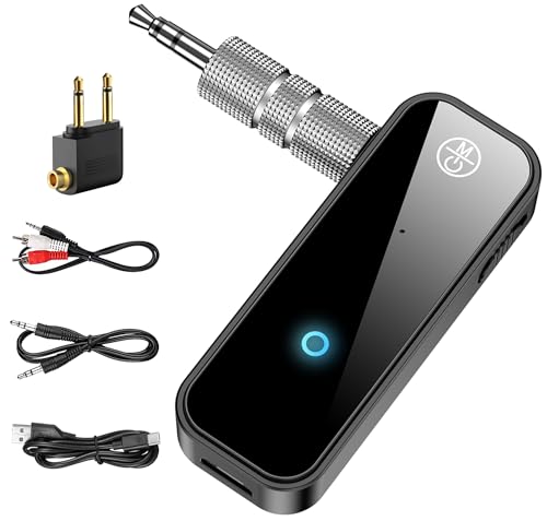 2 In 1 Bluetooth 5.4 Transmitter and Receiver, 3.5mm AUX Jacks RCA Aircraft Airplane Stereo Wireless Audio Wdapter for TV, PC, Car, Speaker, Amplifier, for AirPods/Headphone, Travel Flight Airline Gym - color: D(Aircraft+AUX+RCA)-Black