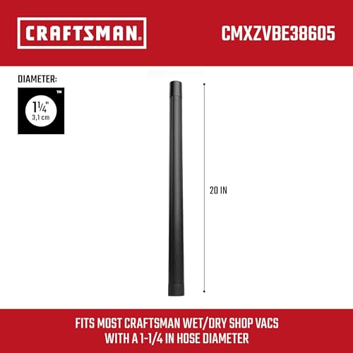 CRAFTSMAN CMXZVBE38605 1-1/4 in. Extension Wand Wet Dry Vac Attachment, Industrial-Grade Shop Vacuum Accessory for Extending Reach While Cleaning, Fits 1-1/4 in. Hose Diameter - size: Extension Wand