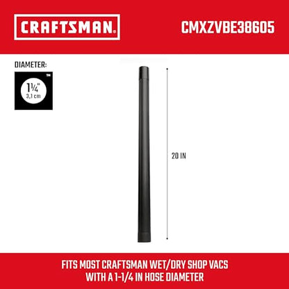 CRAFTSMAN CMXZVBE38605 1-1/4 in. Extension Wand Wet Dry Vac Attachment, Industrial-Grade Shop Vacuum Accessory for Extending Reach While Cleaning, Fits 1-1/4 in. Hose Diameter - size: Extension Wand