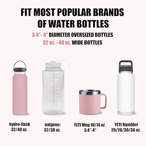 Upgraded Car Cup Holder Expander Adapter with Offset Adjustable Base, Compatible with Yeti 14/24/36/46oz Ramblers, Hydro Flasks 32/40oz, Other Large Bottles Mugs in 3.5"-4.0", Pink 1 Pack - color: Pink, size: Large*1