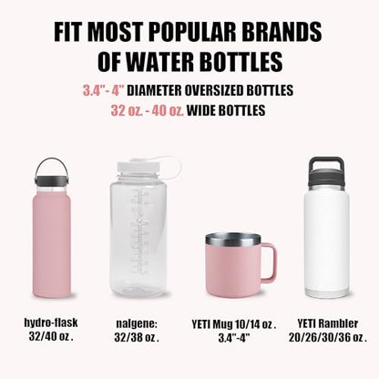 Upgraded Car Cup Holder Expander Adapter with Offset Adjustable Base, Compatible with Yeti 14/24/36/46oz Ramblers, Hydro Flasks 32/40oz, Other Large Bottles Mugs in 3.5"-4.0", Pink 1 Pack - color: Pink, size: Large*1
