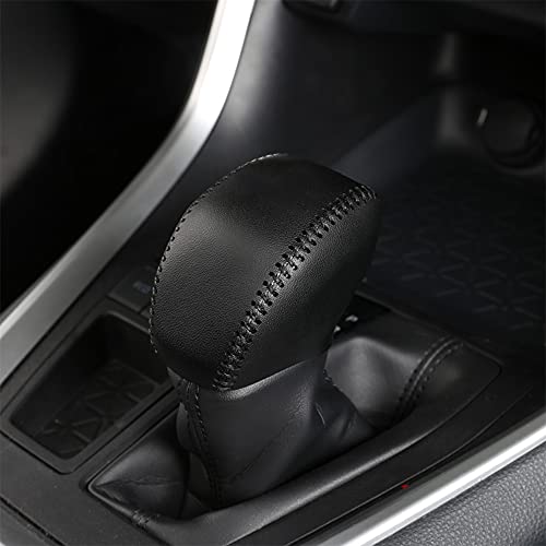 Genuine Leather Automatic at Gear Shift Knob Cover Protector Trim,the car Interior Accessories(Black Stitches)for Toyota Venza(2021 2022 2023 2024 2025) Highlander(2020 2021 2022 2023 2024 2025) - color: Black Stitches, size: Venza(2021-2025)/Highlander(2