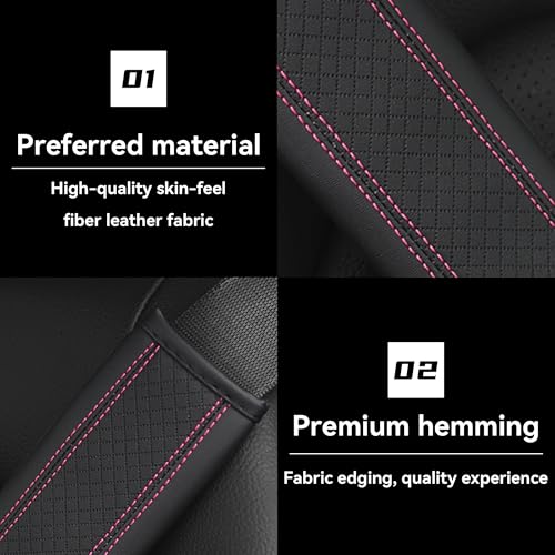 2PCS Car Seat Belt Cover, Soft Shoulder Strap Covers Harness Pads, Safety Leather Seatbelt Comfort Driving Cushion Protect Your Shoulder and Neck Universal for Car, SUV,Truck (Black/Pink) - color: Black/Pink