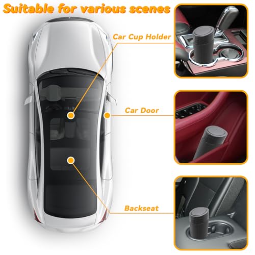 Car Trash Can Bin with Lid - 2 Pack, Leakproof Garbage Can for Vehicle, Mini Trash Bin with 180 Attached Trash Bags, Easy to Clean Cup Holder Trash Can for Car, Home, Office - color: Black 2