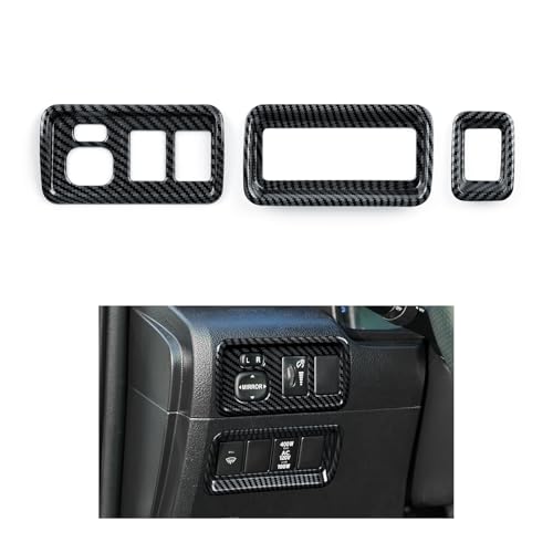 Car Carbon Fiber Decal Headlight Switch ABS Sticker Cover Interior Trim Accessories for Toyota 4Runner SUV 2010-2025 Black - color: Headlight Switch