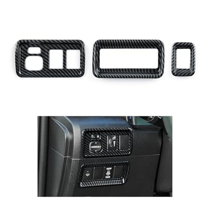Car Carbon Fiber Decal Headlight Switch ABS Sticker Cover Interior Trim Accessories for Toyota 4Runner SUV 2010-2025 Black - color: Headlight Switch