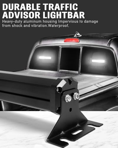 HLauto 1002L Emergency Strobe Traffic Advisor Light Bar: 40 LED Dash Safety Warning Flashing Light, Front/Rear Windshield Visor Lights for Construction Vehicle, Tow/Plow Truck (2x10.7inch, White) - color: White