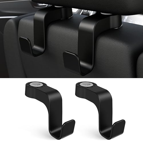 Amooca Car Seat Hooks Anti-Drop Headrest Storage Hanger Universal Fit Automotive Organizer for Purse Bag Coat Black 2 Pack - color: Black
