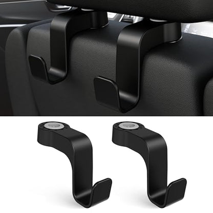 Amooca Car Seat Hooks Anti-Drop Headrest Storage Hanger Universal Fit Automotive Organizer for Purse Bag Coat Black 2 Pack - color: Black