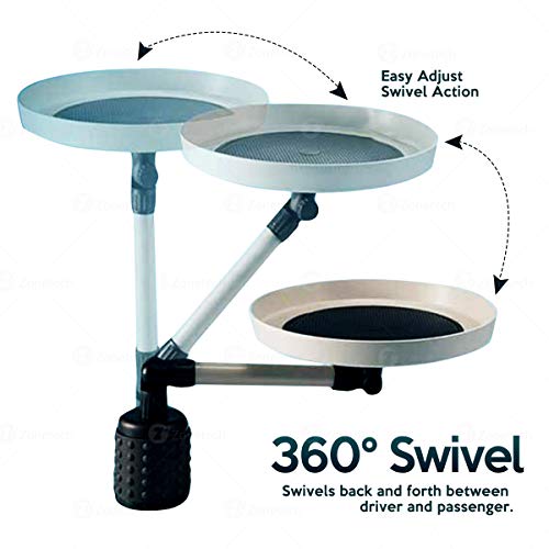 ZONETECH Car Cup Holder Swivel Tray and Storage Bin - Premium Quality 360-Degree,Food Eating Table Vehicle Organizer
