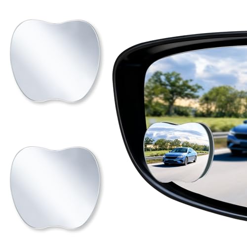 LivTee Blind Spot Mirrors, Apple-Shaped HD Glass Frameless Convex Rear View Mirrors, Wide Angle Adjustable Stick for Side Mirror, Automotive Exterior Accessories for Car, SUV & Trucks, Pack of 2 - color: Apple, size: Pack of 2